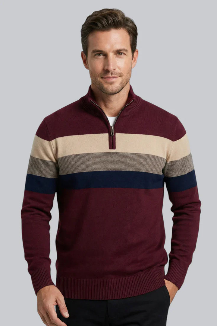 Drevon | Men’s Striped Quarter-Zip Jumper