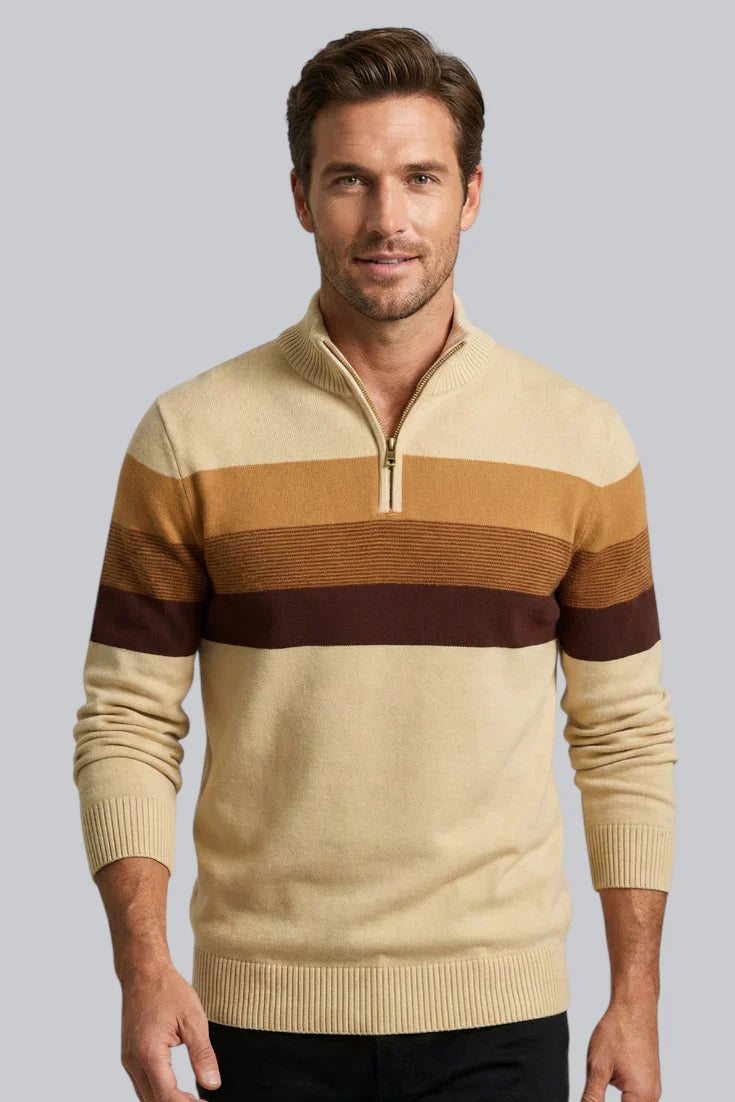 Drevon | Men’s Striped Quarter-Zip Jumper