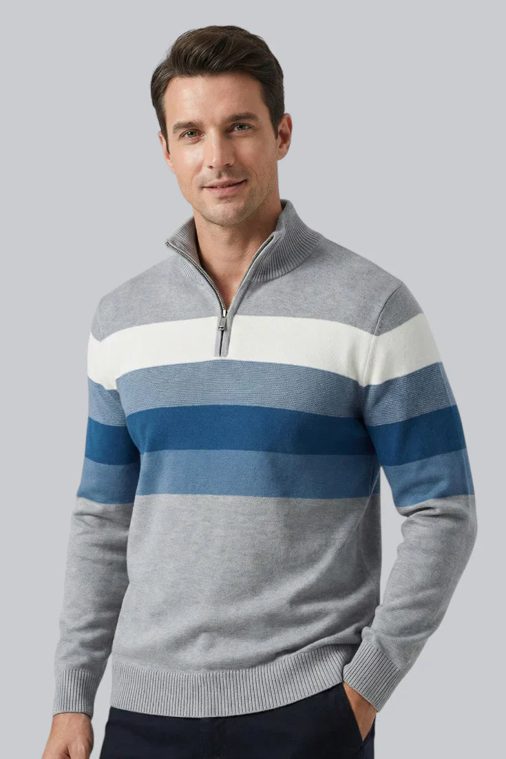 Drevon | Men’s Striped Quarter-Zip Jumper