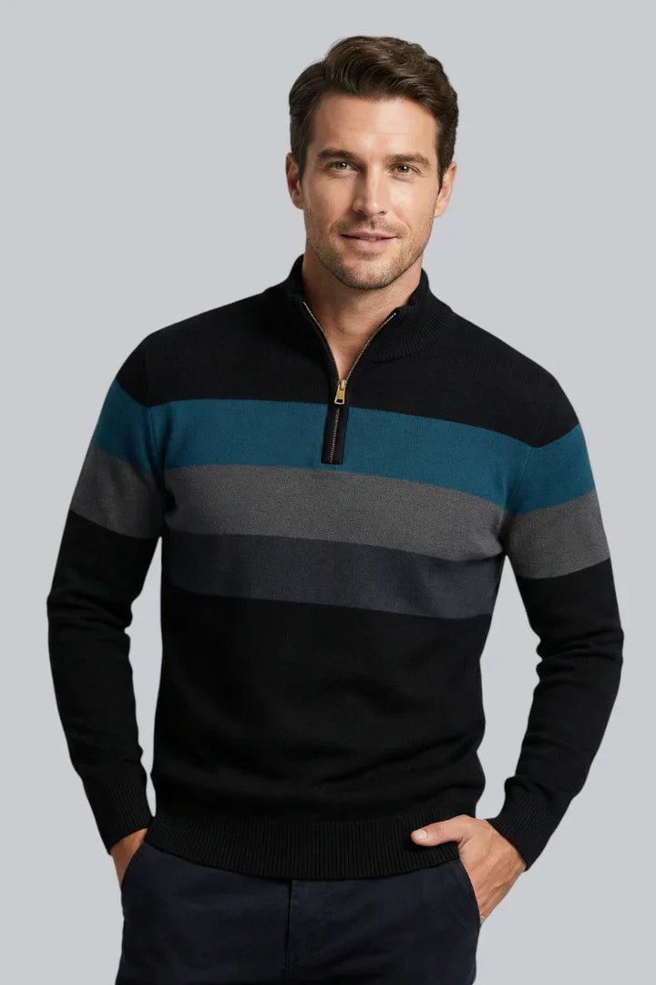 Drevon | Men’s Striped Quarter-Zip Jumper