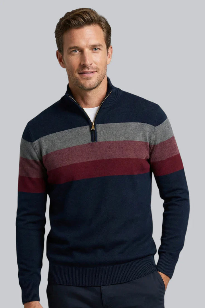 Drevon | Men’s Striped Quarter-Zip Jumper