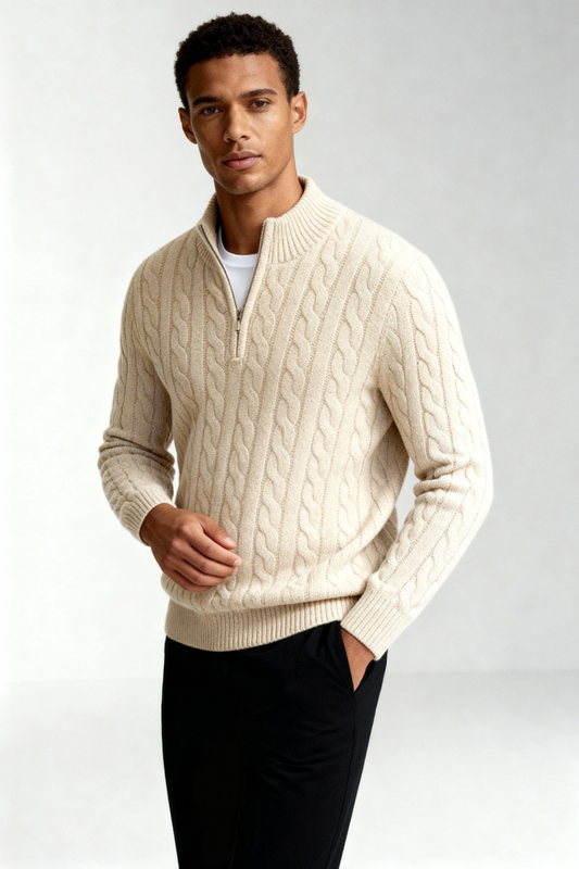 Harron | Men’s Cable Knit Quarter-Zip Sweater1