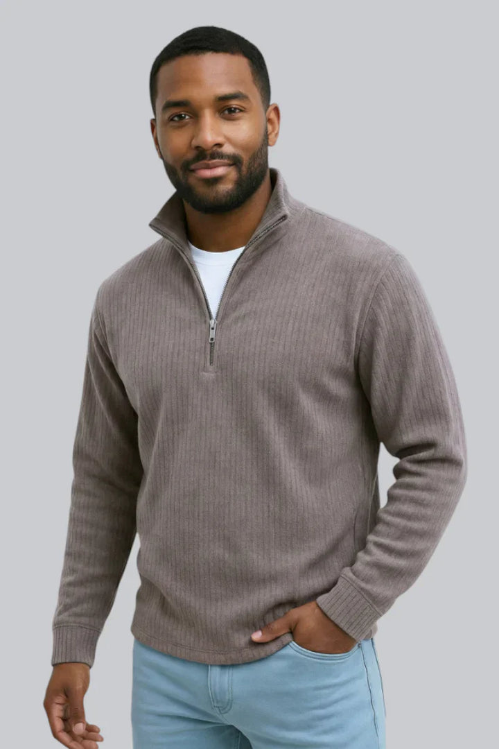 Selvarn | Men’s Soft-Touch Zip-Neck Sweater