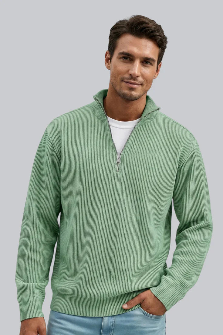 Selvarn | Men’s Soft-Touch Zip-Neck Sweater