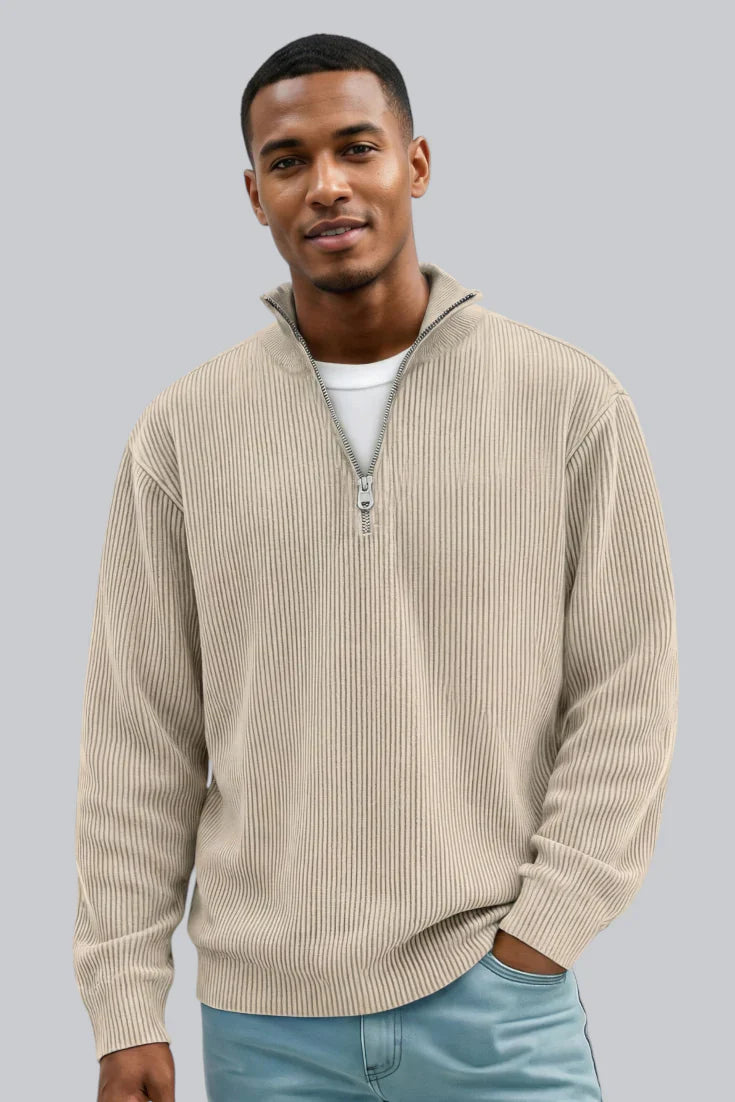 Selvarn | Men’s Soft-Touch Zip-Neck Sweater