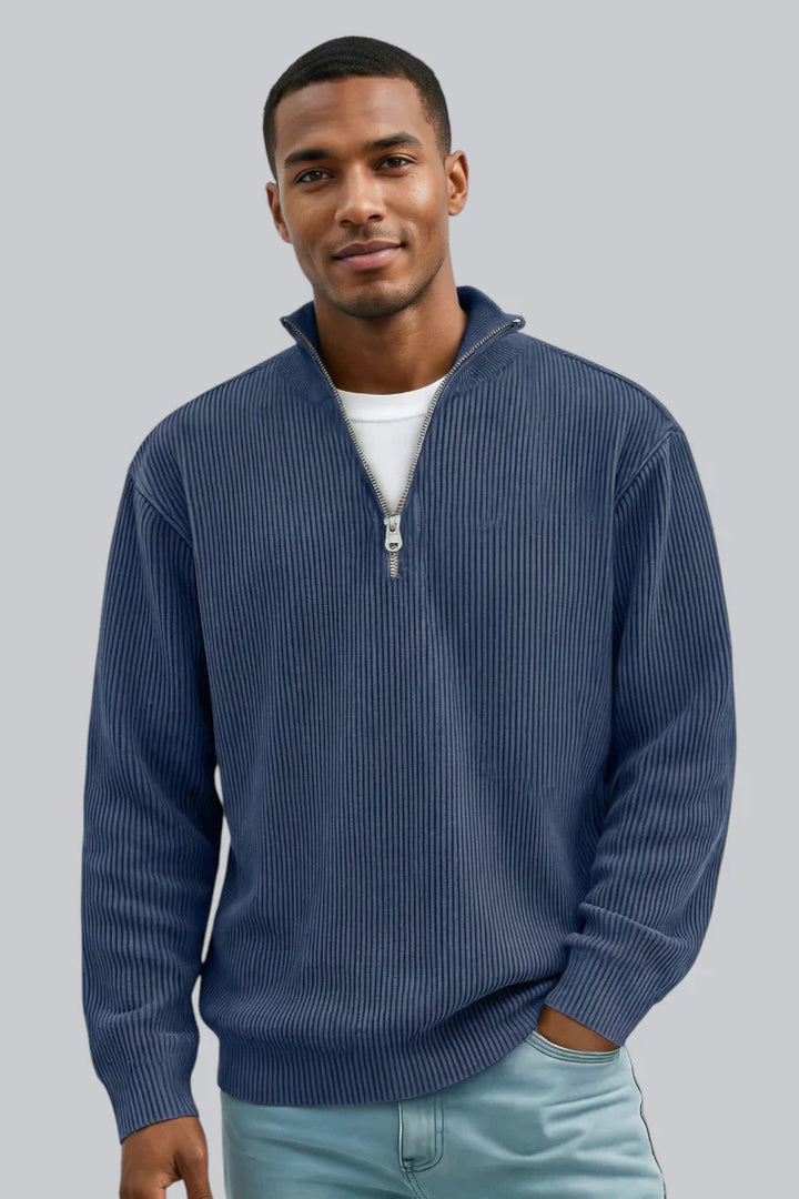 Selvarn | Men’s Soft-Touch Zip-Neck Sweater