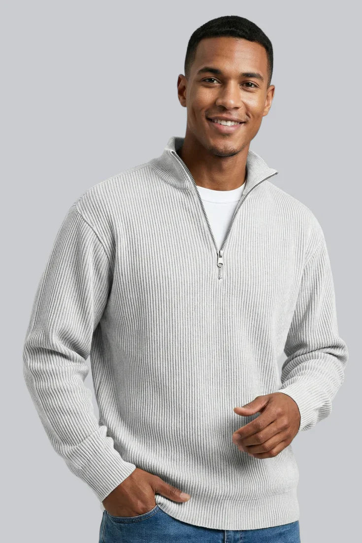 Selvarn | Men’s Soft-Touch Zip-Neck Sweater