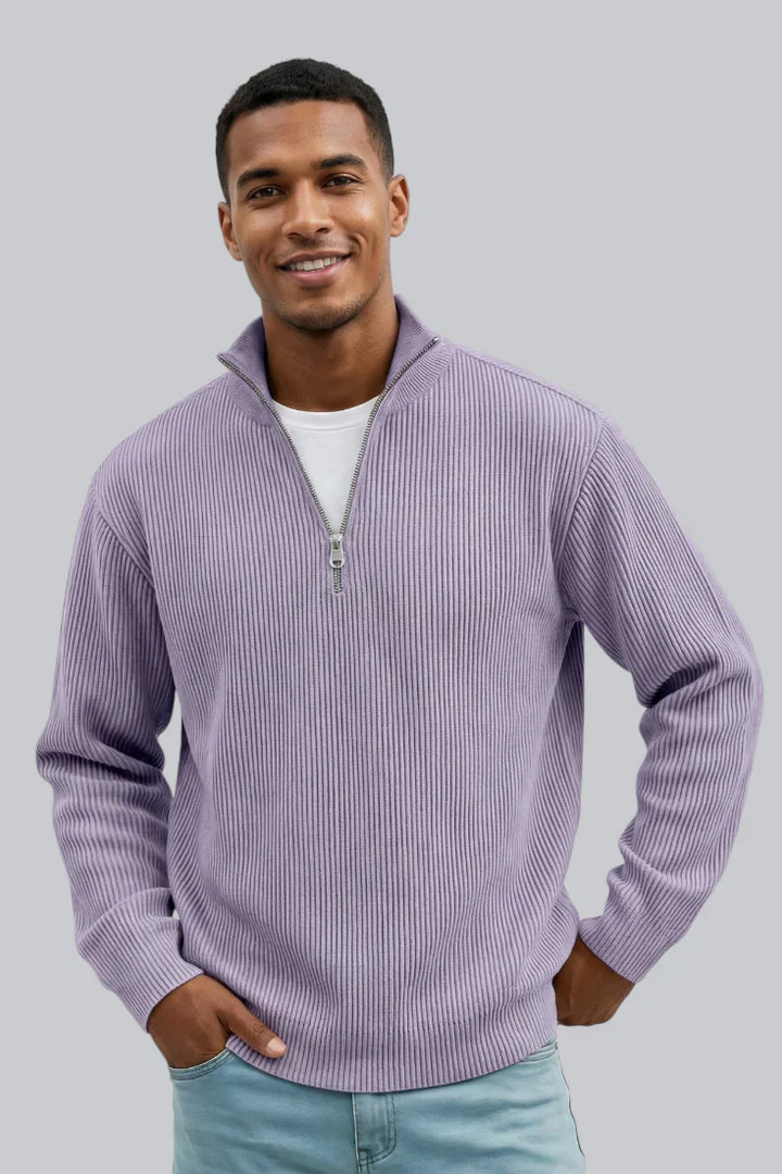 Selvarn | Men’s Soft-Touch Zip-Neck Sweater