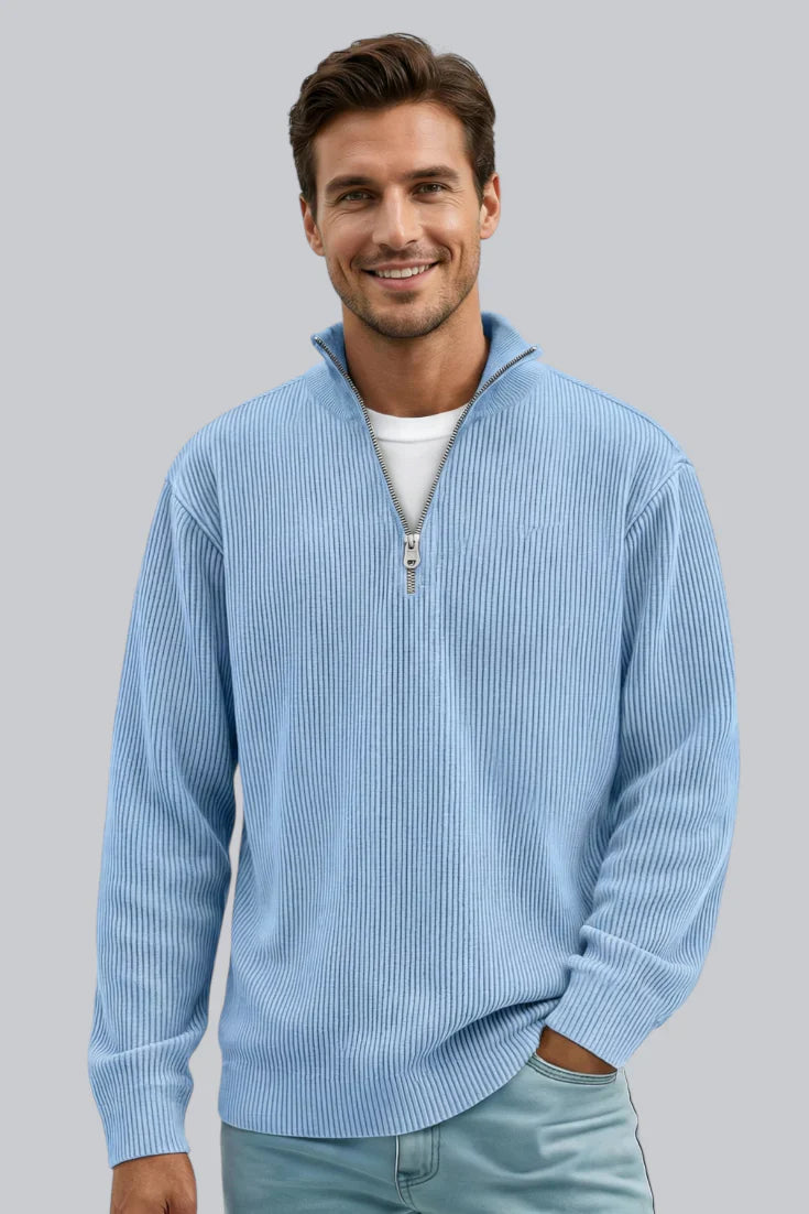 Selvarn | Men’s Soft-Touch Zip-Neck Sweater